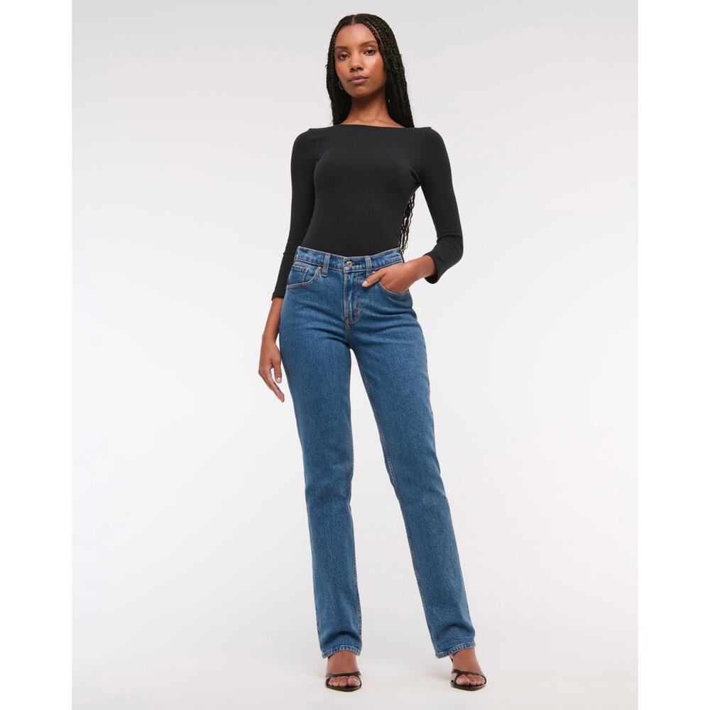 Abercrombie & Fitch The Vintage Straight High Rise Blue Jeans 29/8L Curve Love - Picture 1 of 11